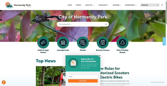 Security scan screenshot of https://normandyparkwa.gov/