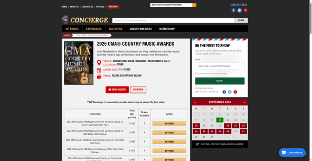 Security scan screenshot of https://vipconcierge.com/award-shows/country-music-awards/