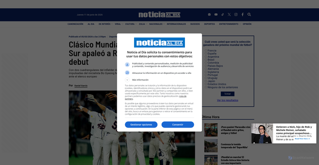 Security scan screenshot of https://www.noticialdia.com/deportes/clasico-mundial-de-beisbol-corea-del-sur-apaleo-a-republica-checa-en-su-debut/