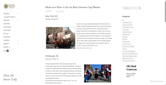Security scan screenshot of https://www.grandvoyageitaly.com/piazza/where-and-when-to-see-the-best-columbus-day-parades