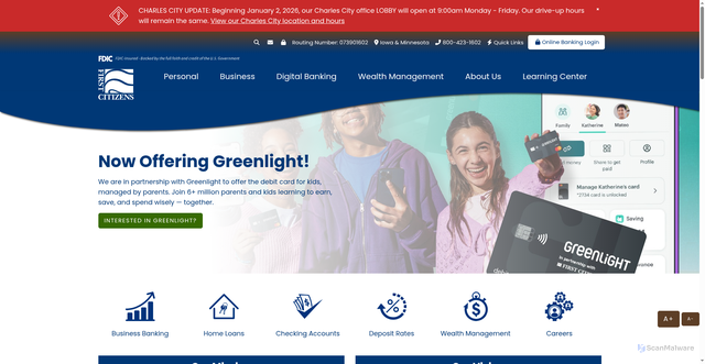 Security scan screenshot of https://myfcb.bank/