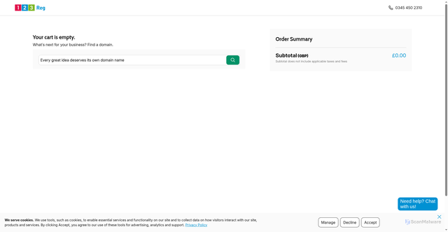 Security scan screenshot of https://cart.123-reg.co.uk