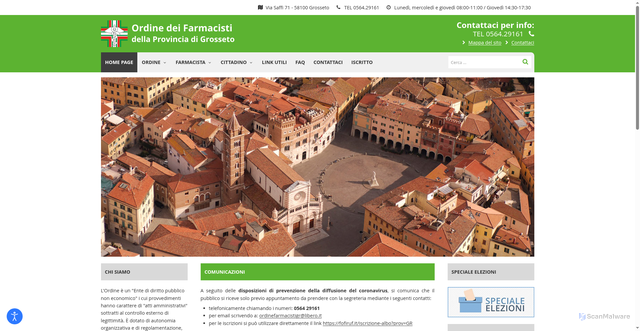 Security scan screenshot of https://www.ordinefarmacistigr.it/