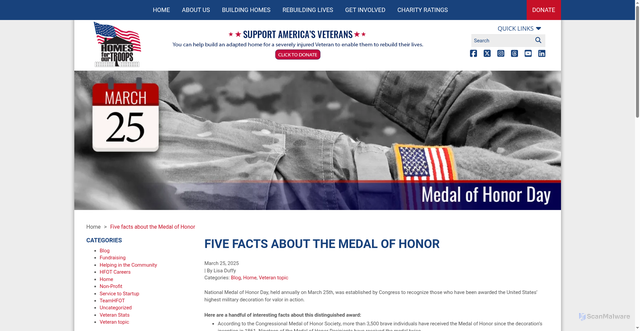 Security scan screenshot of https://www.hfotusa.org/five-facts-about-the-medal-of-honor/
