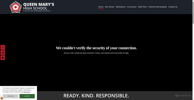 Security scan screenshot of https://www.qmhs.org.uk/index.asp