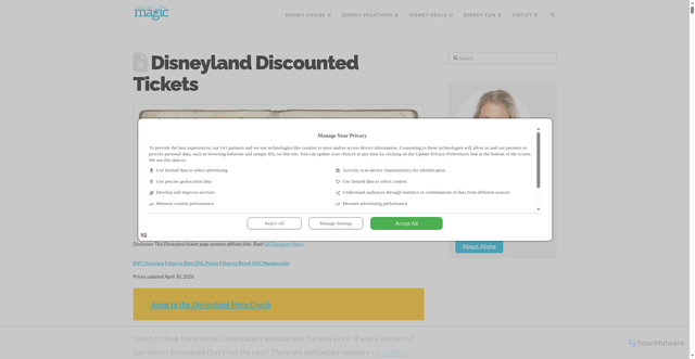 Security scan screenshot of https://www.picturethemagic.com/disneyland-ticket-prices/