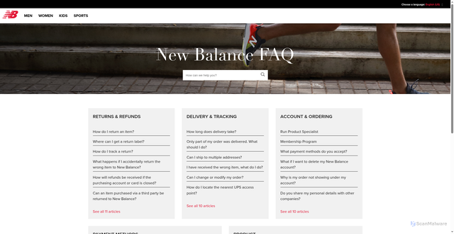Security scan screenshot of https://new-balance.zendesk.com/