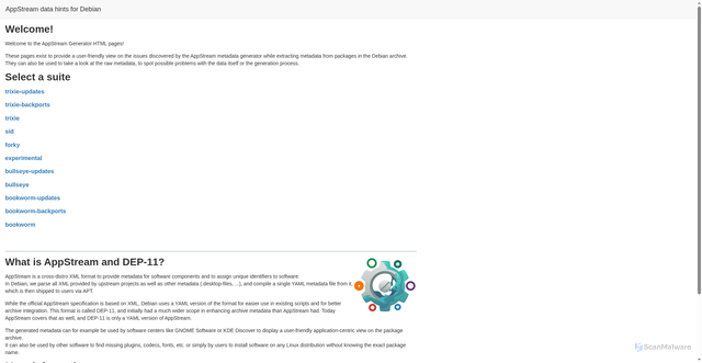 Security scan screenshot of https://appstream.debian.org/