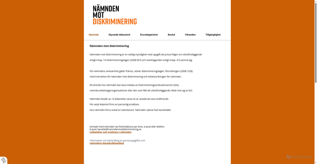 Security scan screenshot of https://www.namndenmotdiskriminering.se