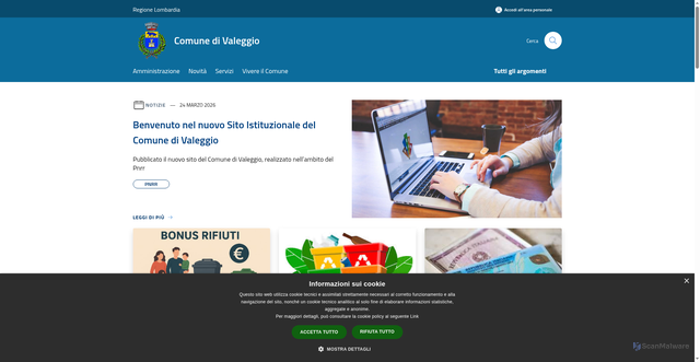 Security scan screenshot of https://www.comune.valeggio.pv.it