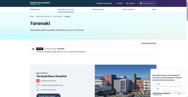 Security scan screenshot of http://www.tdhb.org.nz/
