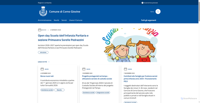 Security scan screenshot of https://www.comune.cornogiovine.lo.it/it