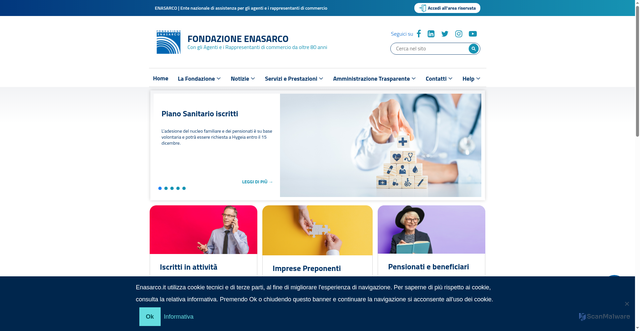Security scan screenshot of https://www.enasarco.it/