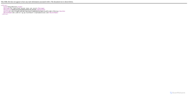 Security scan screenshot of https://obs.lz03-br-sg.ap-southeast-3.myhuaweicloud.com