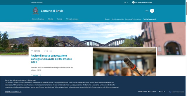 Security scan screenshot of https://www.comune.brivio.lc.it/