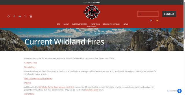 Security scan screenshot of https://www.ntfire.net/current-wildland-fires