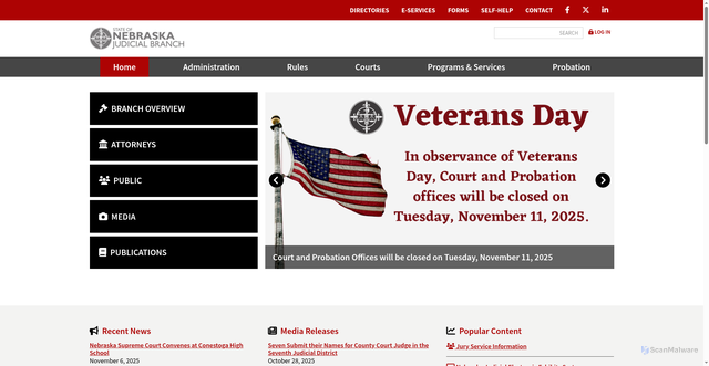 Security scan screenshot of https://nebraskajudicial.gov/