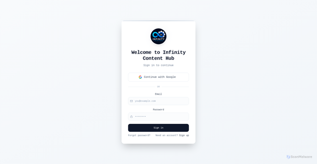 Security scan screenshot of http://infinitycontenthub.com/