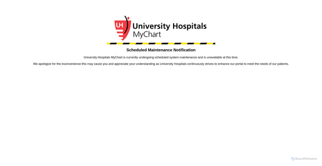 Security scan screenshot of https://uhhsportal.uhhospitals.org