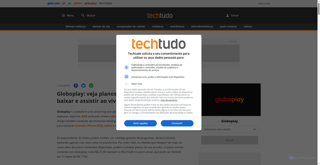 Security scan screenshot of https://www.techtudo.com.br/tudo-sobre/globo-play/