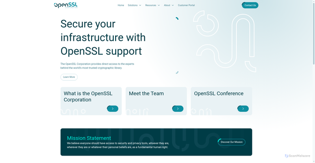 Security scan screenshot of https://openssl-corporation.org/