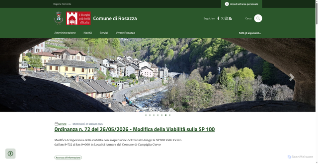 Security scan screenshot of https://www.comune.rosazza.bi.it