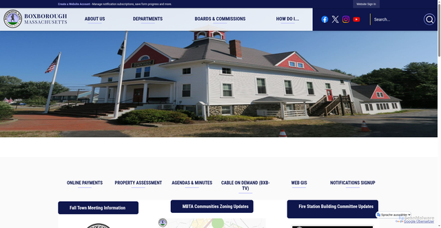 Security scan screenshot of https://boxborough-ma.gov/