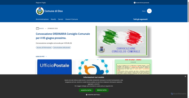 Security scan screenshot of https://www.comune.diso.le.it