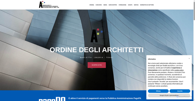 Security scan screenshot of https://ordinearchitettibat.it/