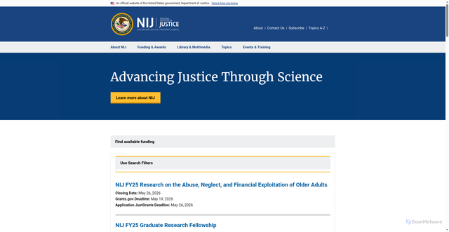 Security scan screenshot of https://nij.ojp.gov/%3Cfront%3E