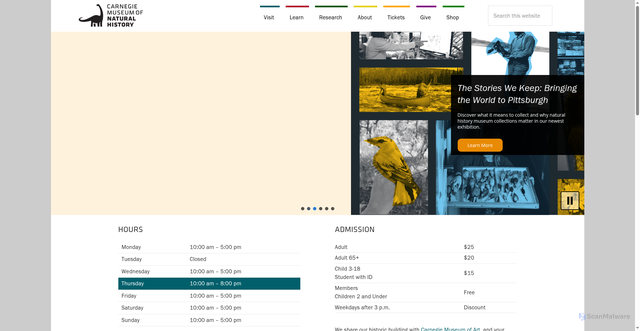 Security scan screenshot of https://carnegiemnh.org