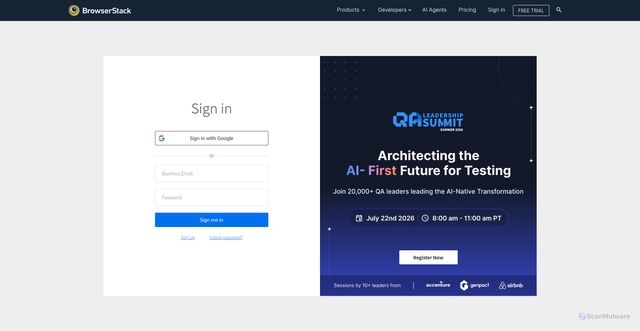 Security scan screenshot of https://app-live.browserstack.com