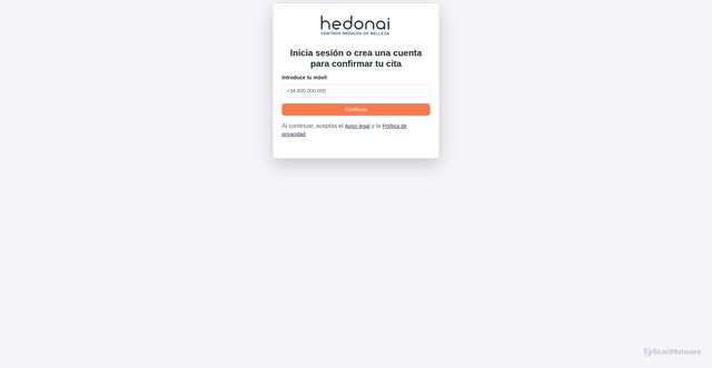 Security scan screenshot of https://clientes.hedonai.com/login?url=https%3A%2F%2Fclientes.hedonai.com%2Fclient%2Fappointments