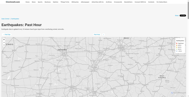 Security scan screenshot of https://data.cincinnati.com/earthquake/