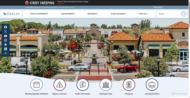 Security scan screenshot of https://www.oakleyca.gov