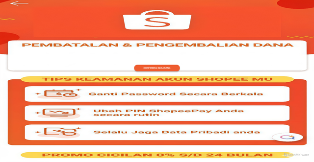 Security scan screenshot of https://shopeeofficial-refund.vercel.app