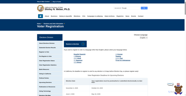 Security scan screenshot of https://www.sos.ca.gov/elections/voter-registration