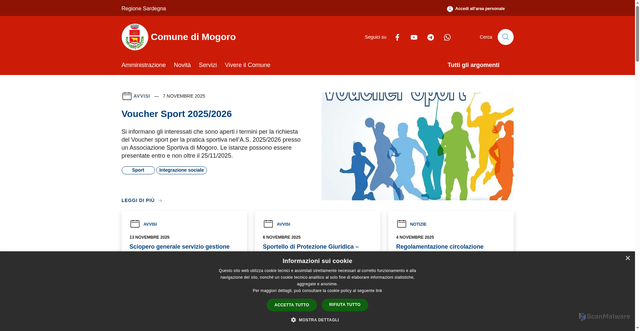 Security scan screenshot of https://www.comune.mogoro.oristano.it/it