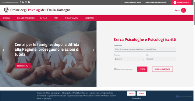 Security scan screenshot of https://www.ordinepsicologier.it