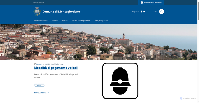 Security scan screenshot of https://www.comune.montegiordano.cs.it/