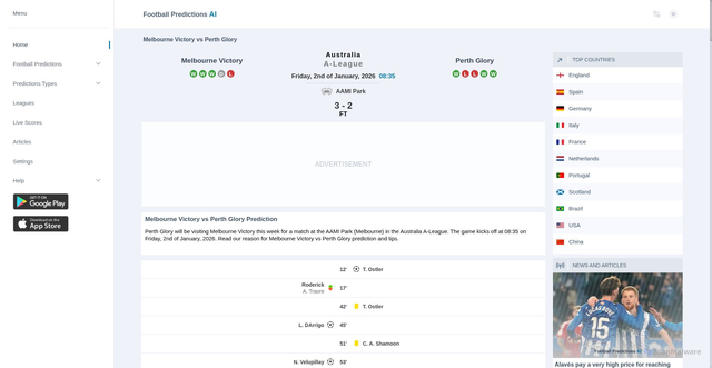 Security scan screenshot of https://footballpredictions.ai/football-predictions/melbourne-victory-vs-perth-glory-predictions-tips-02-jan-2026/