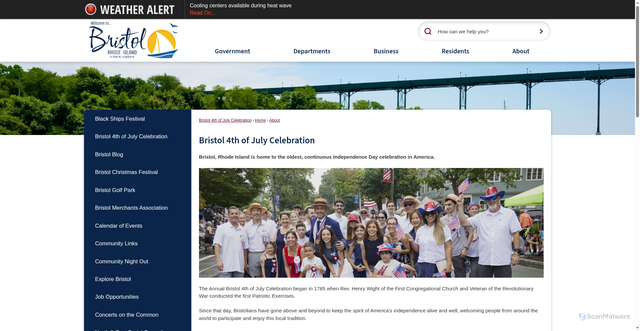 Security scan screenshot of https://www.bristolri.gov/418/Bristol-4th-of-July-Celebration