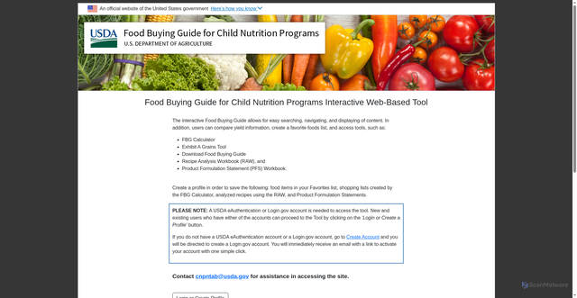 Security scan screenshot of https://foodbuyingguide.fns.usda.gov/