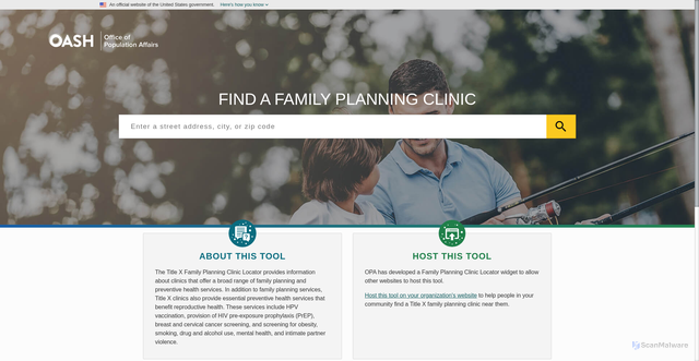 Security scan screenshot of https://reproductivehealthservices.gov