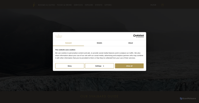 Security scan screenshot of https://www.funkenlodge.com/en/svalbard