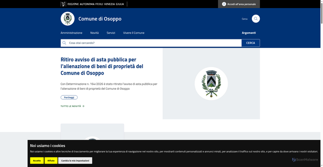 Security scan screenshot of https://www.comune.osoppo.ud.it