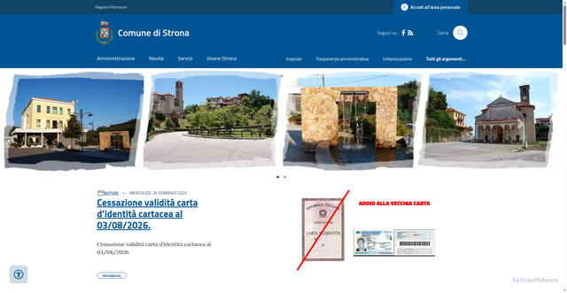 Security scan screenshot of https://www.comune.strona.bi.it