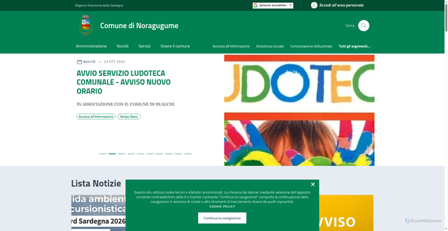 Security scan screenshot of https://comune.noragugume.nu.it/