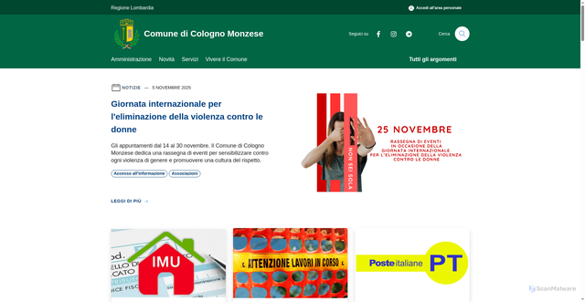 Security scan screenshot of https://www.comune.colognomonzese.mi.it/it