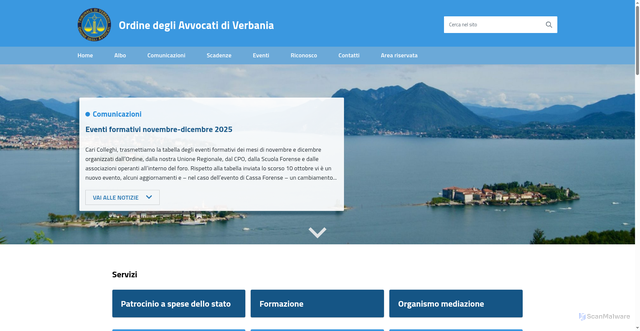 Security scan screenshot of https://www.ordineavvocativerbania.it/